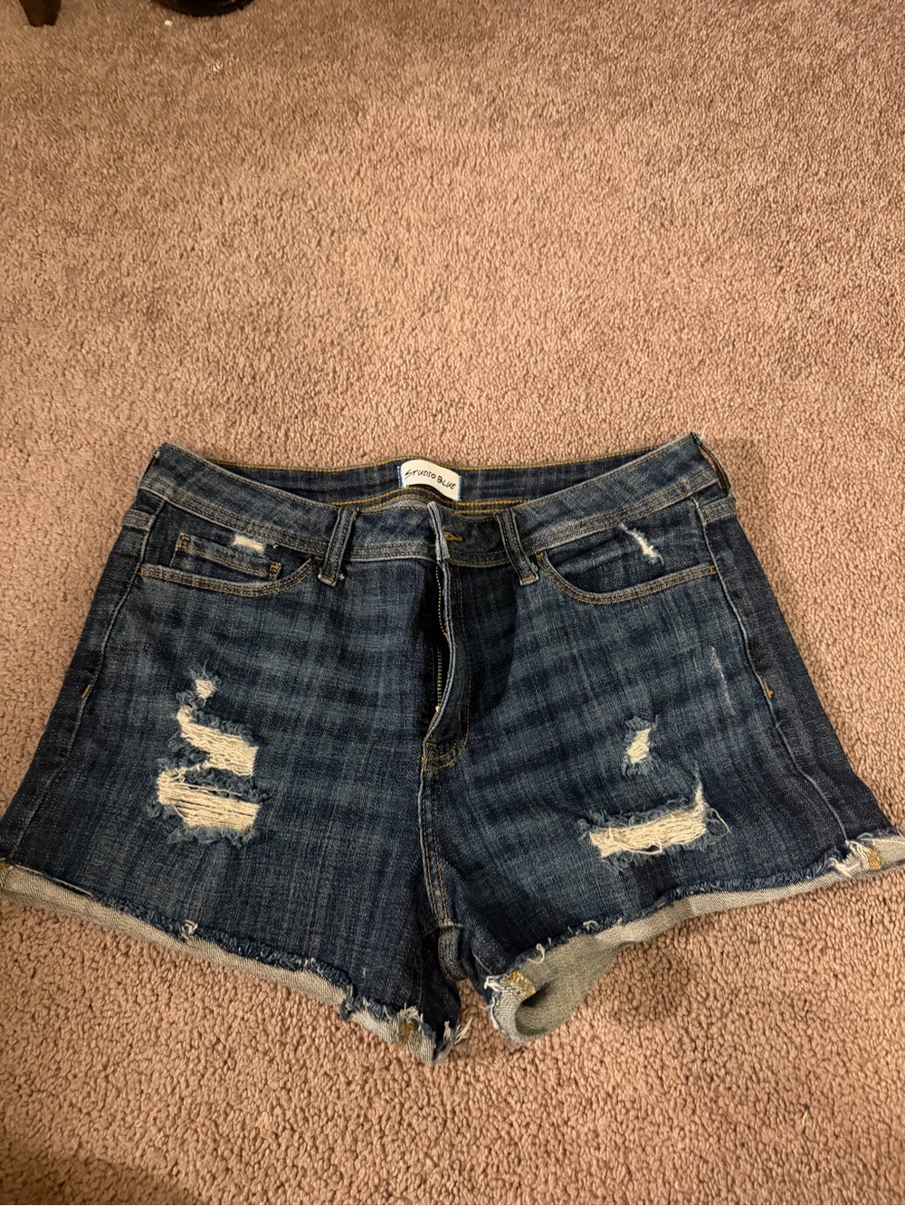 Studio Blue Kadence Mid Rise Cuffed Distressed Denim Shorts Size 10